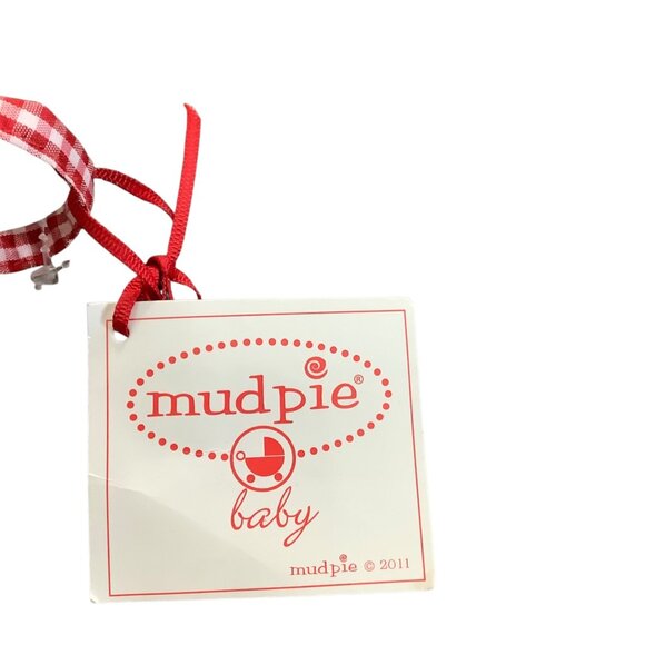 Babys My First Christmas Stocking Mud Pie Red White Santa Gingham 17” NEW - Picture 3 of 8